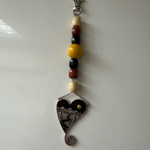 Mountain Heart Pendant Purse Charm with Beaded Chain